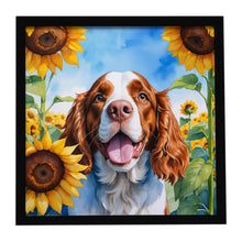 Load image into Gallery viewer, Welsh Springer Spaniel in Sunflowers Framed Metal Print