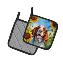 Load image into Gallery viewer, Welsh Springer Spaniel in Sunflowers Pot Holders - Set of 2 Decorative Kitchen Helpers | Made in the USA
