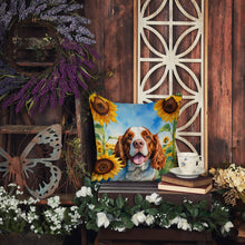 Load image into Gallery viewer, Welsh Springer Spaniel in Sunflowers Throw Pillow - 14x14 Decorative Pillow – Art for Your Home &amp; Patio