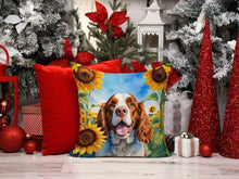 Load image into Gallery viewer, Welsh Springer Spaniel in Sunflowers Throw Pillow - 14x14 Decorative Pillow – Art for Your Home &amp; Patio