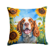 Load image into Gallery viewer, Welsh Springer Spaniel in Sunflowers Throw Pillow - 14x14 Decorative Pillow – Art for Your Home &amp; Patio