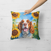 Load image into Gallery viewer, Welsh Springer Spaniel in Sunflowers Throw Pillow