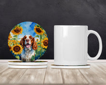 Load image into Gallery viewer, Welsh Springer Spaniel in Sunflowers Large Sandstone Coasters Pack of 4