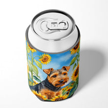 Load image into Gallery viewer, Welsh Terrier in Sunflowers Can or Bottle Hugger