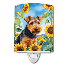 Load image into Gallery viewer, Welsh Terrier in Sunflowers Ceramic Night Light