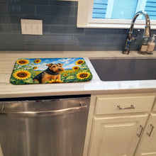 Load image into Gallery viewer, Welsh Terrier in Sunflowers Dish Drying Mat Absorbent Dish Drying Mat Pad for Kitchen Counter Dish Drainer Mat for Countertop, 14 x 21", Multicolor