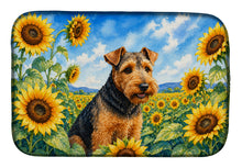 Load image into Gallery viewer, Welsh Terrier in Sunflowers Dish Drying Mat Absorbent Dish Drying Mat Pad for Kitchen Counter Dish Drainer Mat for Countertop, 14 x 21", Multicolor