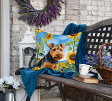 Load image into Gallery viewer, Welsh Terrier in Sunflowers Throw Pillow
