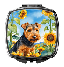 Load image into Gallery viewer, Welsh Terrier in Sunflowers Compact Mirror – Stylish Purse Mirror with Artistic Covers