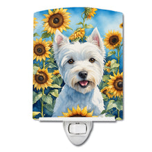Load image into Gallery viewer, Westie in Sunflowers Ceramic Night Light