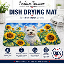Load image into Gallery viewer, Westie in Sunflowers Dish Drying Mat Absorbent Dish Drying Mat Pad for Kitchen Counter Dish Drainer Mat for Countertop, 14 x 21", Multicolor