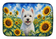 Load image into Gallery viewer, Westie in Sunflowers Dish Drying Mat Absorbent Dish Drying Mat Pad for Kitchen Counter Dish Drainer Mat for Countertop, 14 x 21", Multicolor
