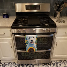 Load image into Gallery viewer, Westie in Sunflowers Kitchen Towel