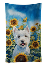 Load image into Gallery viewer, Westie in Sunflowers Kitchen Towel