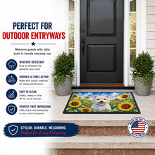 Load image into Gallery viewer, Westie in Sunflowers Doormat Front Door Mat Indoor Outdoor Rugs for Entryway, Non Slip Washable Low Pile, 18H X 27W