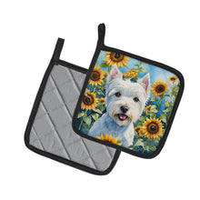 Load image into Gallery viewer, Westie in Sunflowers Pot Holders - Set of 2 Decorative Kitchen Helpers | Made in the USA
