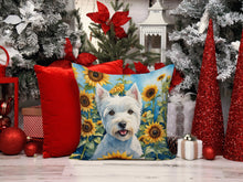 Load image into Gallery viewer, Westie in Sunflowers Throw Pillow - 14x14 Decorative Pillow – Art for Your Home &amp; Patio