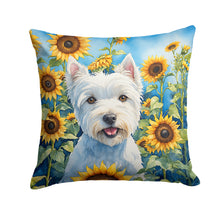 Load image into Gallery viewer, Westie in Sunflowers Throw Pillow - 14x14 Decorative Pillow – Art for Your Home &amp; Patio