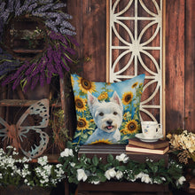 Load image into Gallery viewer, Westie in Sunflowers Throw Pillow