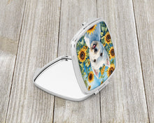 Load image into Gallery viewer, Westie in Sunflowers Compact Mirror – Stylish Purse Mirror with Artistic Covers