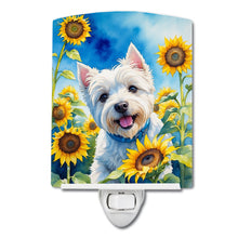 Load image into Gallery viewer, Westie in Sunflowers Ceramic Night Light