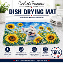 Load image into Gallery viewer, Westie in Sunflowers Dish Drying Mat Absorbent Dish Drying Mat Pad for Kitchen Counter Dish Drainer Mat for Countertop, 14 x 21", Multicolor