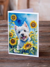 Load image into Gallery viewer, Westie in Sunflowers Greeting Cards - Blank Note Cards – 8-Pack of Artist-Designed Cards with Envelopes