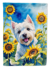 Load image into Gallery viewer, Westie in Sunflowers Garden Flag – Bright Dog-Themed Yard Decor