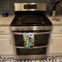 Load image into Gallery viewer, Westie in Sunflowers Kitchen Towel