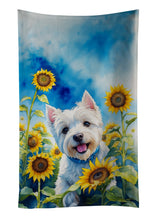 Load image into Gallery viewer, Westie in Sunflowers Kitchen Towel