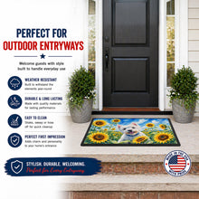 Load image into Gallery viewer, Westie in Sunflowers Doormat Front Door Mat Indoor Outdoor Rugs for Entryway, Non Slip Washable Low Pile, 18H X 27W