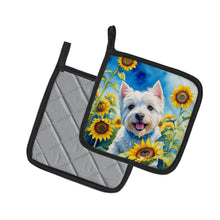Load image into Gallery viewer, Westie in Sunflowers Pot Holders - Set of 2 Decorative Kitchen Helpers | Made in the USA