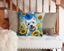 Load image into Gallery viewer, Westie in Sunflowers Throw Pillow - 14x14 Decorative Pillow – Art for Your Home &amp; Patio