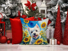 Load image into Gallery viewer, Westie in Sunflowers Throw Pillow - 14x14 Decorative Pillow – Art for Your Home &amp; Patio