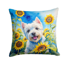 Load image into Gallery viewer, Westie in Sunflowers Throw Pillow - 14x14 Decorative Pillow – Art for Your Home &amp; Patio