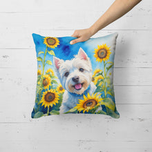 Load image into Gallery viewer, Westie in Sunflowers Throw Pillow