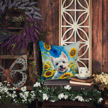 Load image into Gallery viewer, Westie in Sunflowers Throw Pillow
