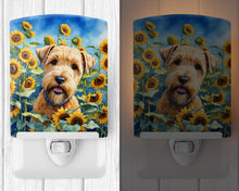 Load image into Gallery viewer, Wheaten Terrier in Sunflowers Ceramic Night Light