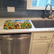 Load image into Gallery viewer, Wheaten Terrier in Sunflowers Dish Drying Mat Absorbent Dish Drying Mat Pad for Kitchen Counter Dish Drainer Mat for Countertop, 14 x 21", Multicolor