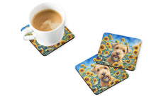 Load image into Gallery viewer, Wheaten Terrier in Sunflowers Coasters - Set of 4 Lightweight Foam, Absorbent Drink Coasters