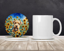 Load image into Gallery viewer, Wheaten Terrier in Sunflowers Large Sandstone Coasters Pack of 4