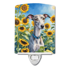 Load image into Gallery viewer, Whippet in Sunflowers Ceramic Night Light