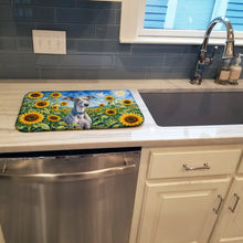 Load image into Gallery viewer, Whippet in Sunflowers Dish Drying Mat Absorbent Dish Drying Mat Pad for Kitchen Counter Dish Drainer Mat for Countertop, 14 x 21", Multicolor