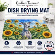 Load image into Gallery viewer, Whippet in Sunflowers Dish Drying Mat Absorbent Dish Drying Mat Pad for Kitchen Counter Dish Drainer Mat for Countertop, 14 x 21", Multicolor