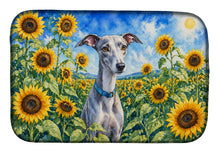 Load image into Gallery viewer, Whippet in Sunflowers Dish Drying Mat Absorbent Dish Drying Mat Pad for Kitchen Counter Dish Drainer Mat for Countertop, 14 x 21", Multicolor
