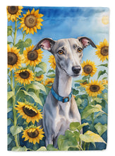 Load image into Gallery viewer, Whippet in Sunflowers Garden Flag – Bright Dog-Themed Yard Decor