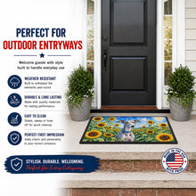 Load image into Gallery viewer, Whippet in Sunflowers Doormat Front Door Mat Indoor Outdoor Rugs for Entryway, Non Slip Washable Low Pile, 18H X 27W