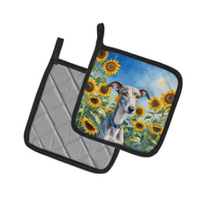 Load image into Gallery viewer, Whippet in Sunflowers Pot Holders - Set of 2 Decorative Kitchen Helpers | Made in the USA