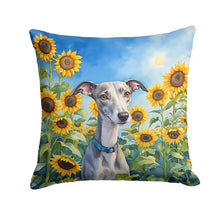 Load image into Gallery viewer, Whippet in Sunflowers Throw Pillow - 14x14 Decorative Pillow – Art for Your Home &amp; Patio