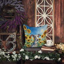 Load image into Gallery viewer, Whippet in Sunflowers Throw Pillow